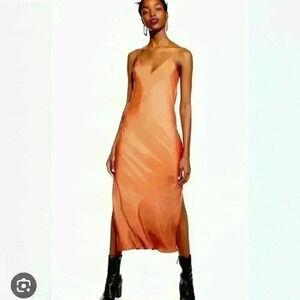 Topshop satin cowl back dress with slit